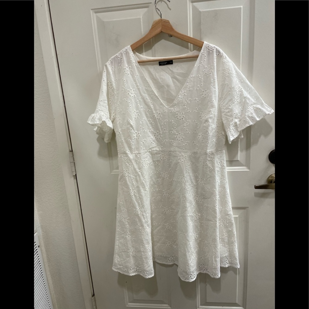 New white eyelit babydoll dress 1X